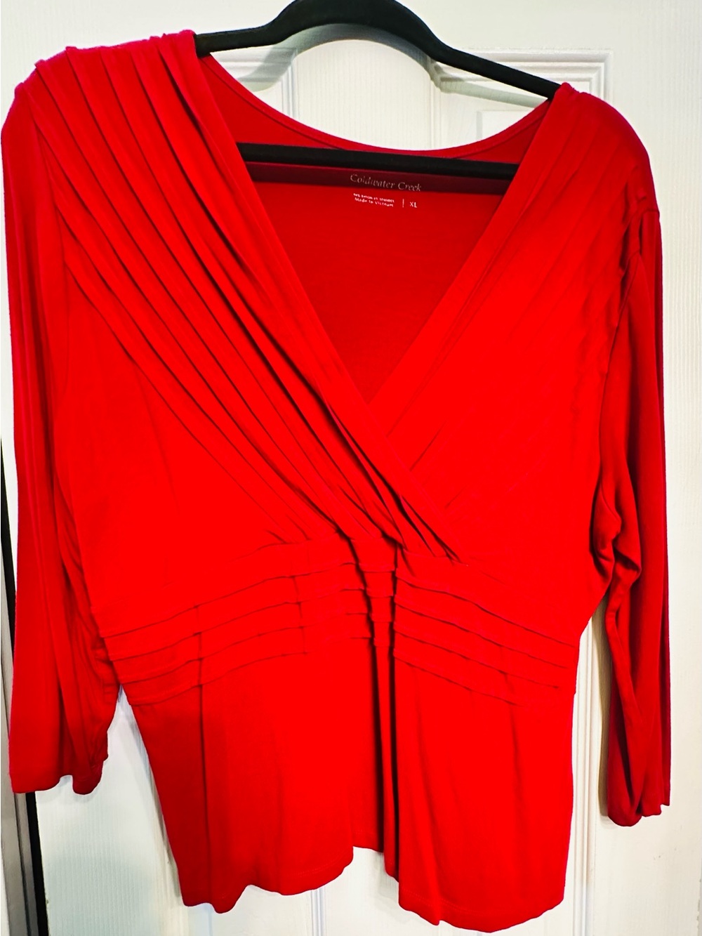Coldwater Creek Red Stretch Rayon Blend Top